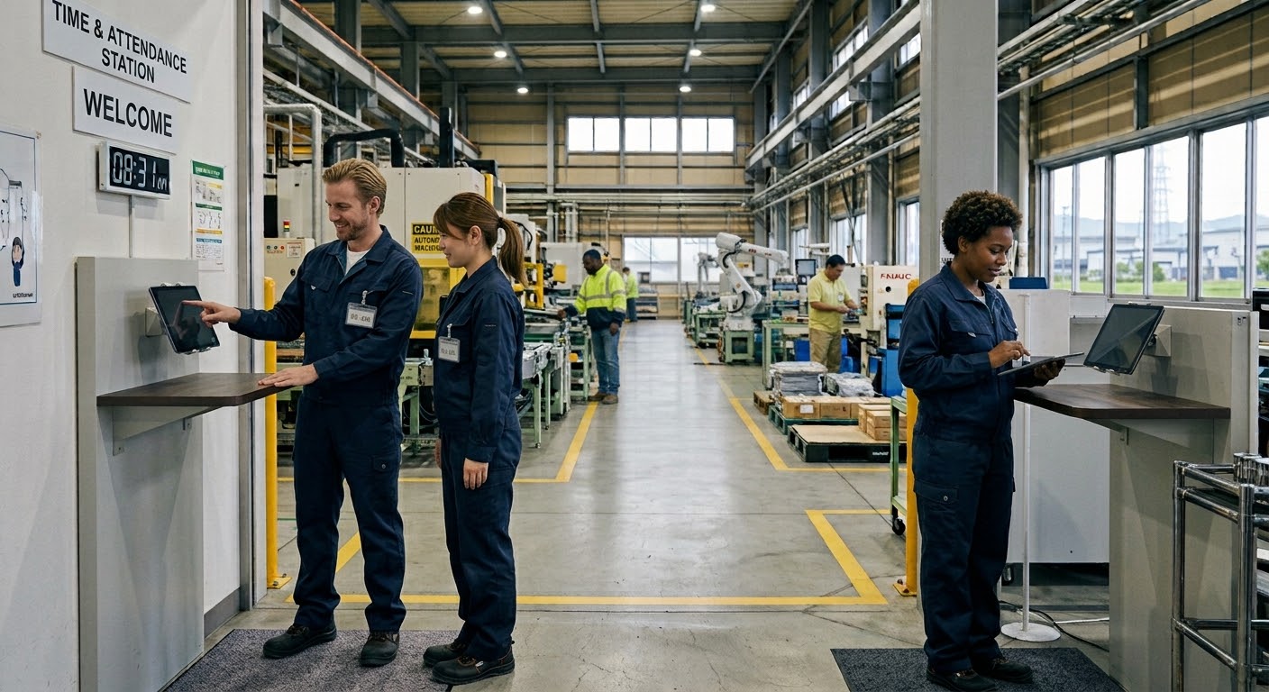 Factory Time Clock Management: How Tablet Check-In Handles Shift Changeovers for Unlimited Staff